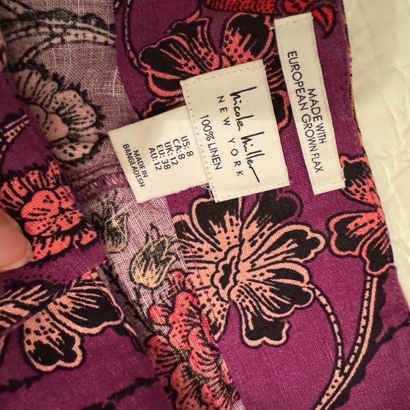 Nicole Miller Linen Paisley Shorts with Belt - Picture 4 of 5